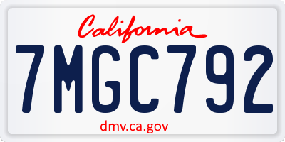 CA license plate 7MGC792