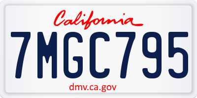 CA license plate 7MGC795