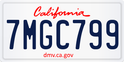 CA license plate 7MGC799