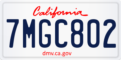 CA license plate 7MGC802