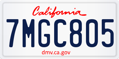 CA license plate 7MGC805