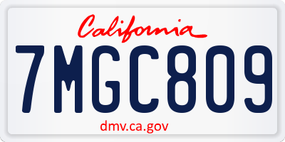 CA license plate 7MGC809