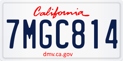 CA license plate 7MGC814