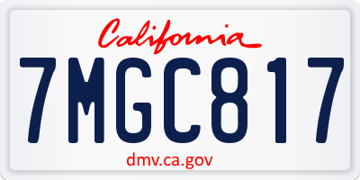 CA license plate 7MGC817