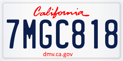 CA license plate 7MGC818
