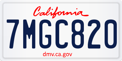 CA license plate 7MGC820