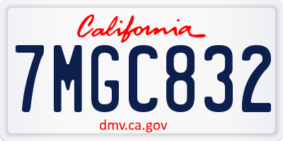 CA license plate 7MGC832