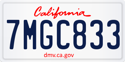 CA license plate 7MGC833