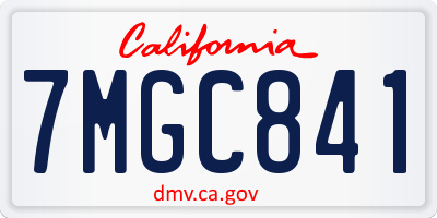 CA license plate 7MGC841