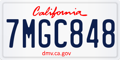 CA license plate 7MGC848