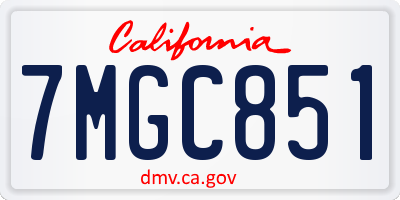 CA license plate 7MGC851