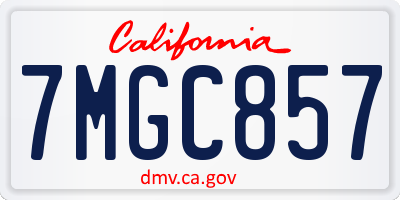 CA license plate 7MGC857