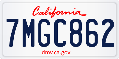 CA license plate 7MGC862