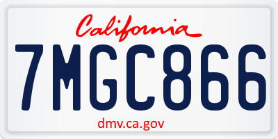 CA license plate 7MGC866