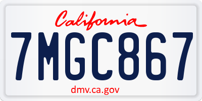 CA license plate 7MGC867