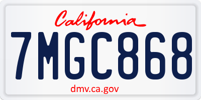 CA license plate 7MGC868