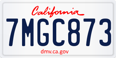 CA license plate 7MGC873