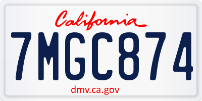 CA license plate 7MGC874