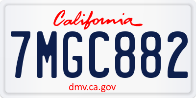 CA license plate 7MGC882