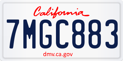 CA license plate 7MGC883