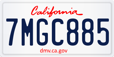 CA license plate 7MGC885