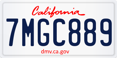 CA license plate 7MGC889