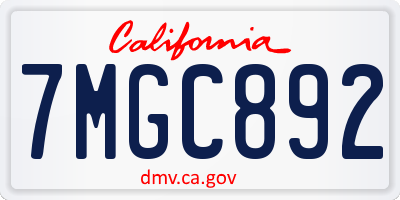 CA license plate 7MGC892