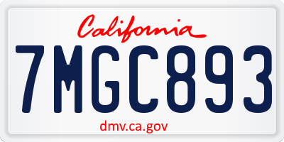 CA license plate 7MGC893