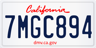 CA license plate 7MGC894