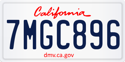CA license plate 7MGC896