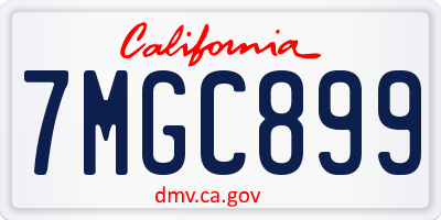 CA license plate 7MGC899