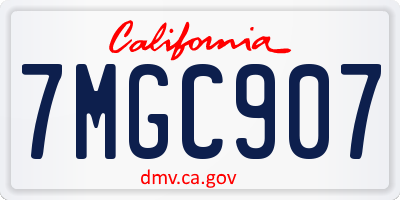 CA license plate 7MGC907