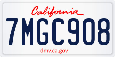 CA license plate 7MGC908