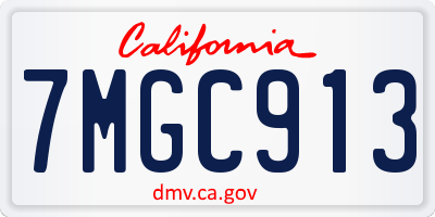 CA license plate 7MGC913
