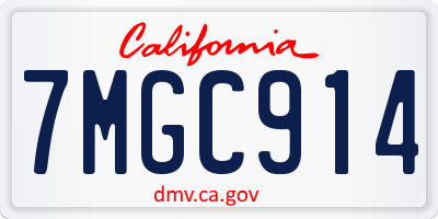 CA license plate 7MGC914