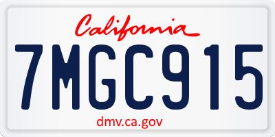 CA license plate 7MGC915