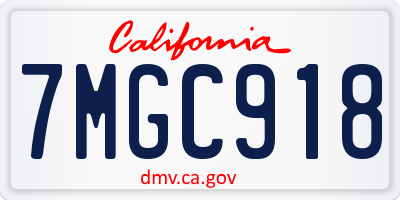 CA license plate 7MGC918