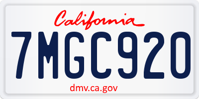 CA license plate 7MGC920