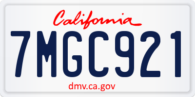 CA license plate 7MGC921
