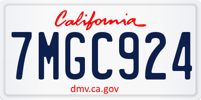 CA license plate 7MGC924