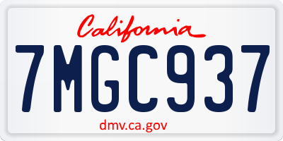CA license plate 7MGC937