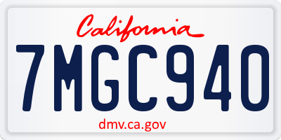 CA license plate 7MGC940