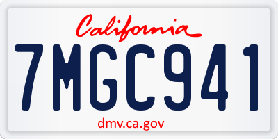 CA license plate 7MGC941