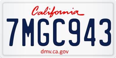 CA license plate 7MGC943