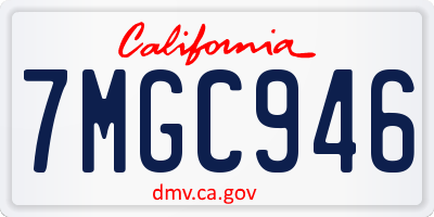CA license plate 7MGC946