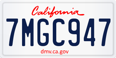 CA license plate 7MGC947