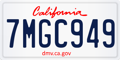 CA license plate 7MGC949
