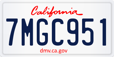 CA license plate 7MGC951