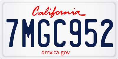 CA license plate 7MGC952