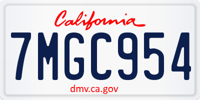 CA license plate 7MGC954